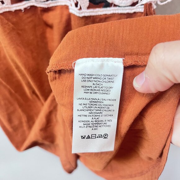Anthropologie Lace-Trimmed Rust Orange‎ Top XS - Picture 4 of 9